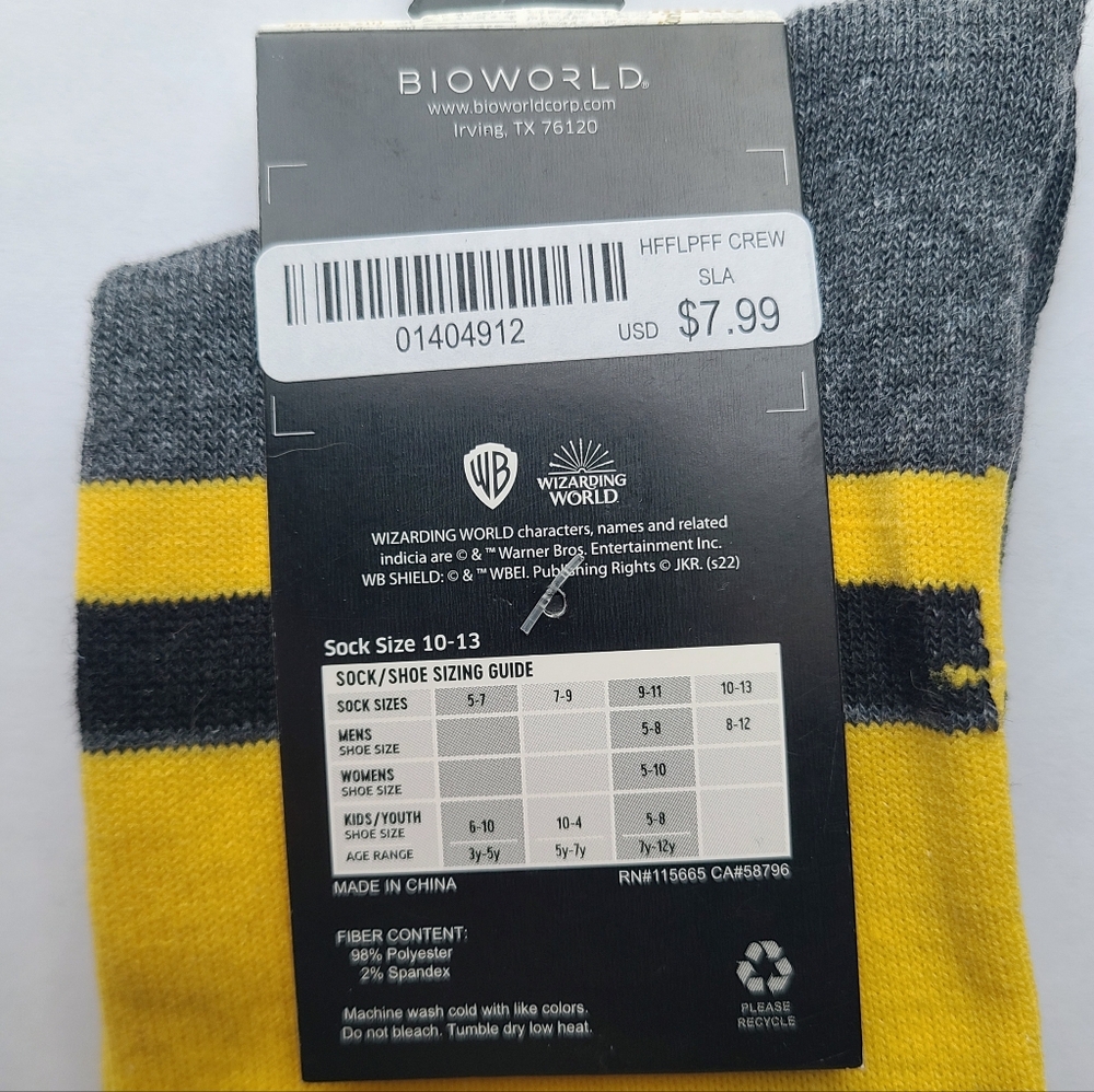 NWT Harry Potter Hufflepuff Socks - Picture 3 of 4